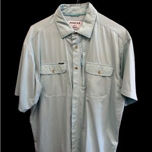 Poncho Light Blue Casual Men's Shirt